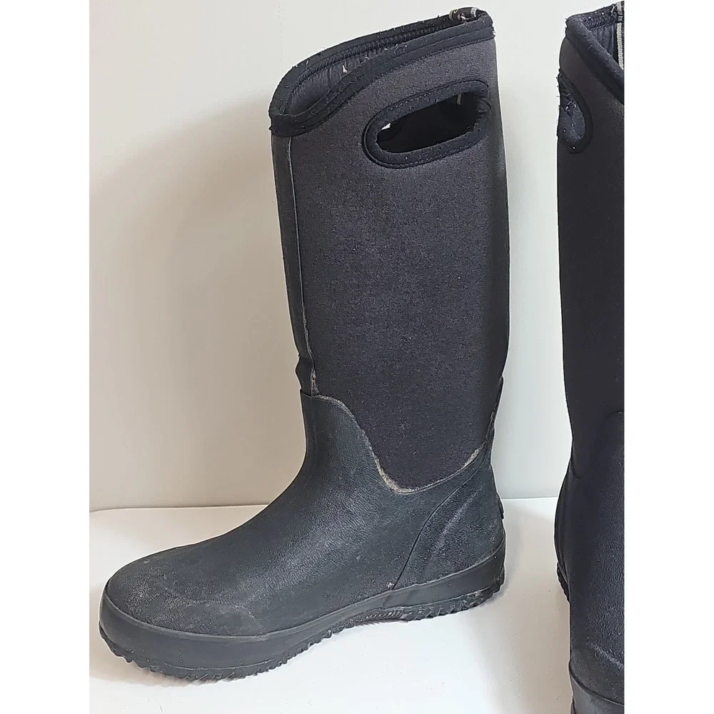 BOGS Boots Women's US 7 EUR 40 Classic High Handle Rubber Tall Black Waterproof